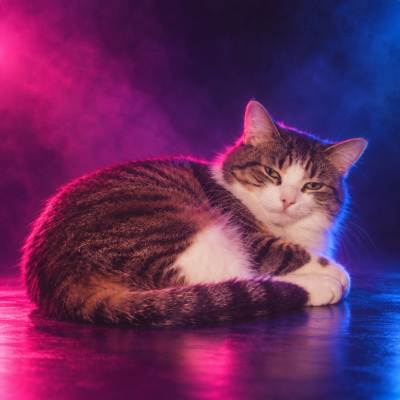 Synth-pop album cover cat